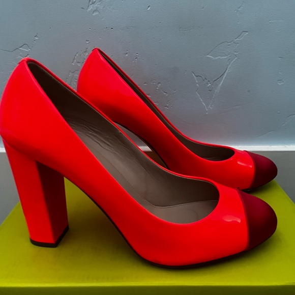 J. Crew Etta Satin Toe Pump - Neon Orange - Size 8.5 - Picture 3 of 9